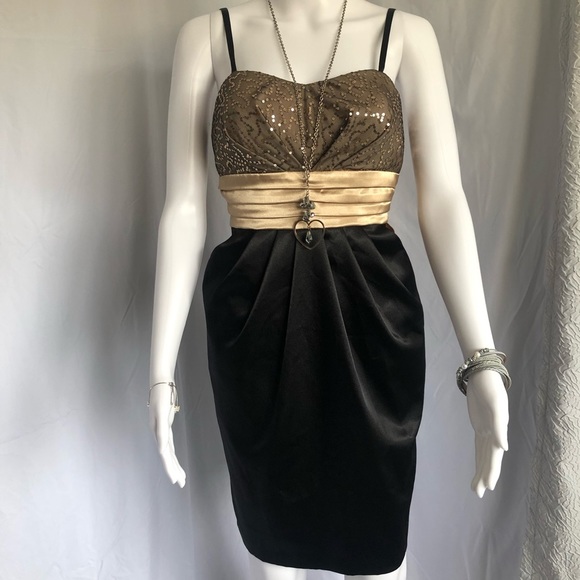 A. Byer Dresses & Skirts - A. Byer 7 black and gold dress w gold sequins